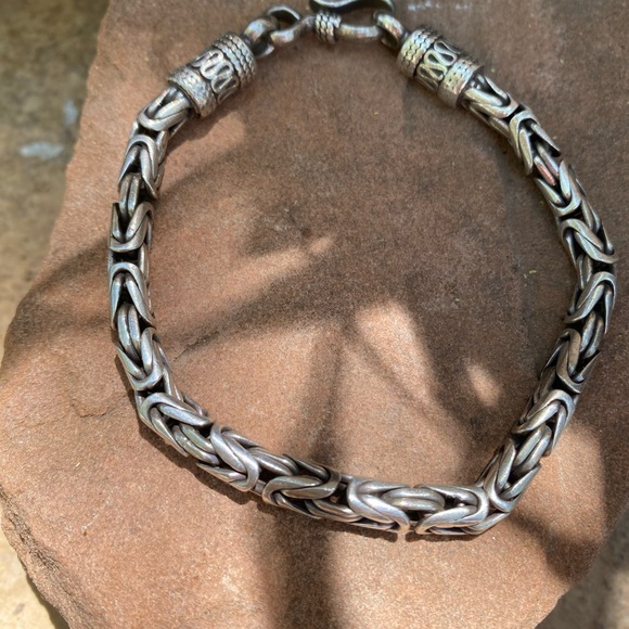 Sterling silver Byzantine link bracelet - Picture 8 of 10